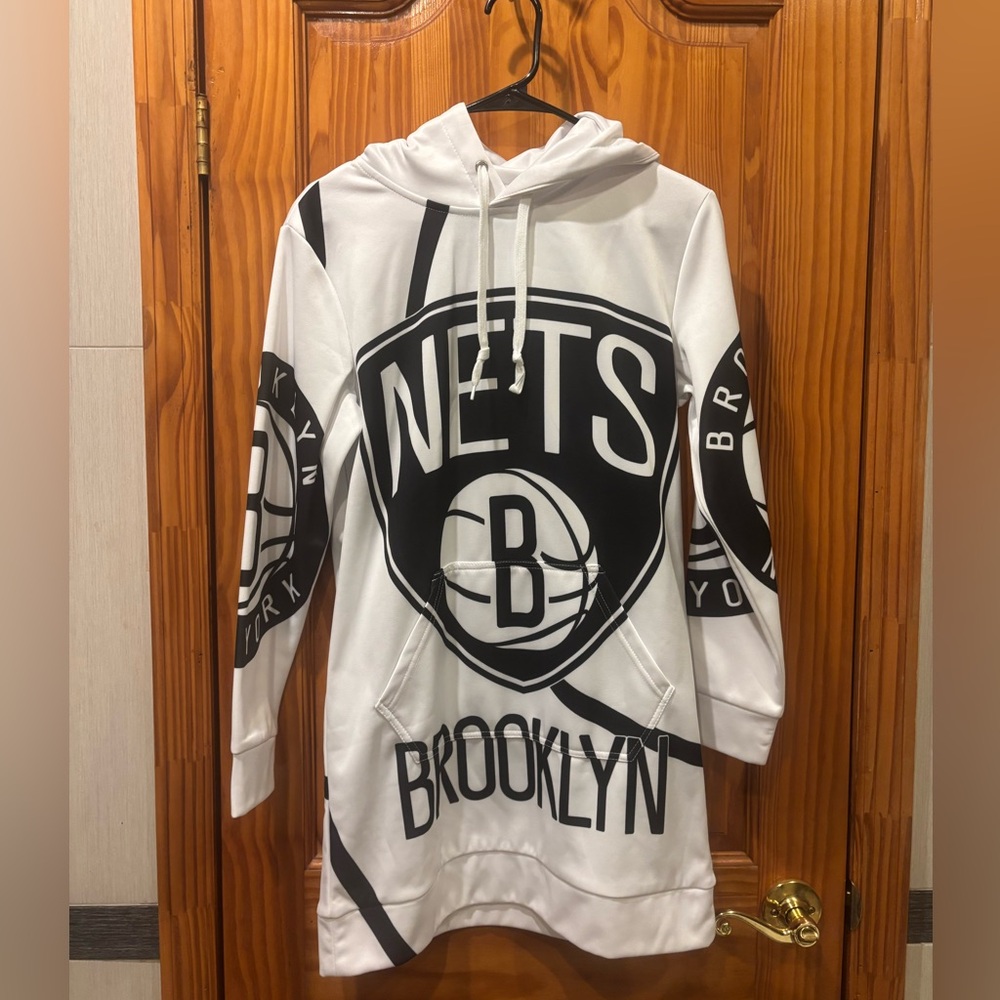 NBA White and Black Brooklyn Nets Mini Dress